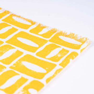 Serviette de table Oeil en lin sérigraphié, jaune