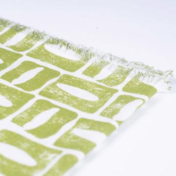 Serviette de table Oeil en lin sérigraphié, vert péridot
