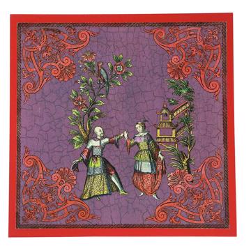 Chinoiseries, chromo on wood placemats, purple