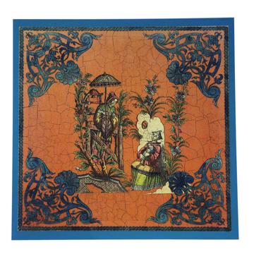 Chinoiseries, chromo on wood placemats, orange [3]