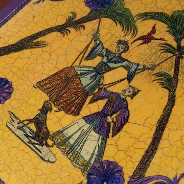 Chinoiseries, chromo on wood placemats, yellow [4]