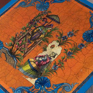 Chinoiseries, chromo on wood placemats, orange [4]
