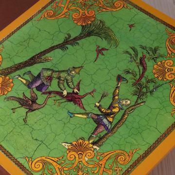 Chinoiseries, chromo on wood placemats, grass green [4]