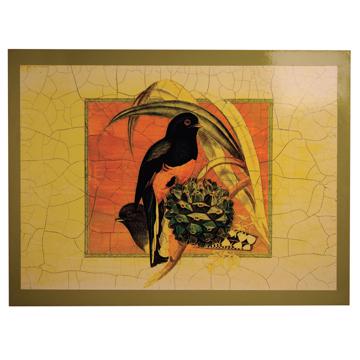 Sets de table Oiseaux Gould en Chromo sur bois, blanc, oiseau 3 [3]
