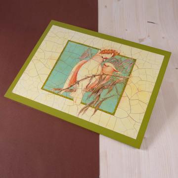 Sets de table Oiseaux Gould en Chromo sur bois, blanc, oiseau 2 [1]