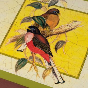 Sets de table Oiseaux Gould en Chromo sur bois, blanc, oiseau 4 [2]