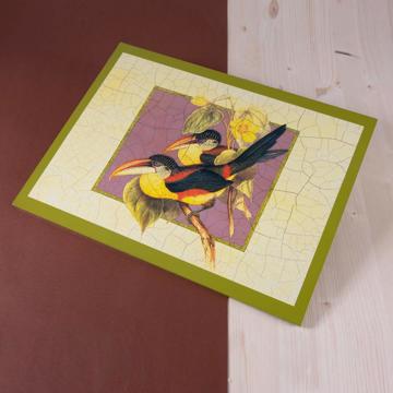 Sets de table Oiseaux Gould en Chromo sur bois, blanc, oiseau 6 [1]