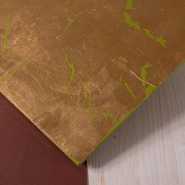Gold leaf placemat in wood, peridot green, square [2]