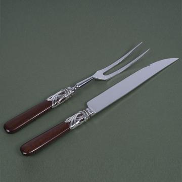 Saba carving set in wood and silver