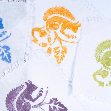 4 Squirrel Cocktail Napking in linen, multicolor [2]
