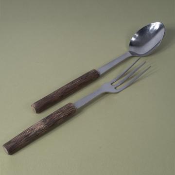 Reed serving set in stainless steel