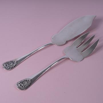 Filigree fish serving set in silver plated
