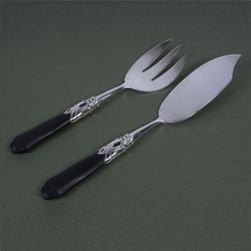 Saba fish serving set in resin and silver