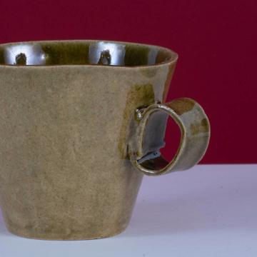 Tasse Chà en grès estampé, vert péridot, tasse seule [2]