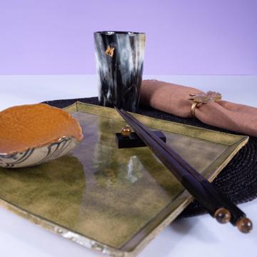Tablescape with the green Bird plate