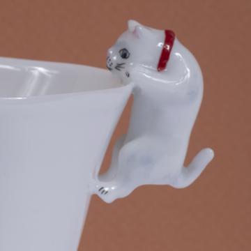 Tasse Chat en porcelaine de Limoges, blanc, café/thé [2]