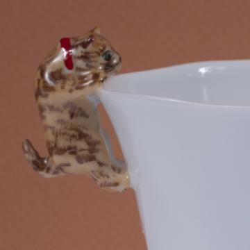 Tasse Chat en porcelaine de Limoges, miel, café/thé [2]