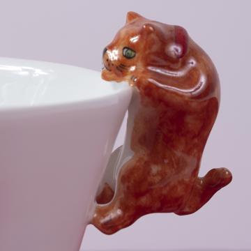 Tasse Chat en porcelaine de Limoges, orange, café/thé [4]