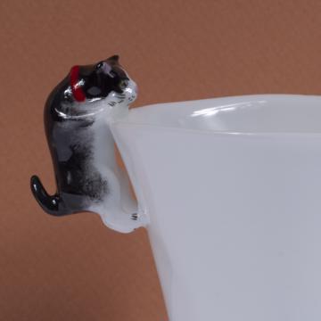 Tasse Chat en porcelaine de Limoges, noir, café/thé [2]