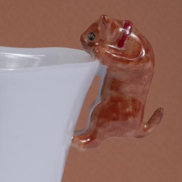 Tasse Chat en porcelaine de Limoges, orange, café/thé [2]