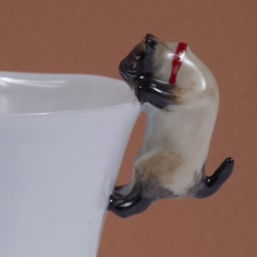 Tasse Chat en porcelaine de Limoges, beige, café/thé [2]