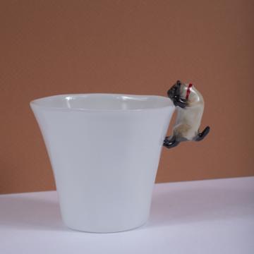 Tasse Chat en porcelaine de Limoges, beige, café/thé [1]
