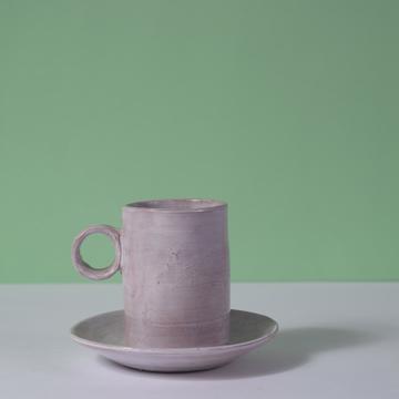 Ring moka cup in turned earthenware