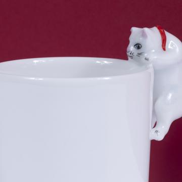Tasse Chat en porcelaine de Limoges, blanc, moka [4]