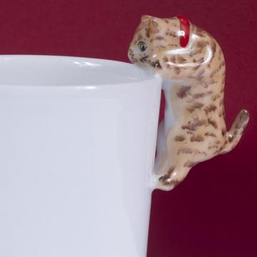 Tasse Chat en porcelaine de Limoges, miel, moka [4]