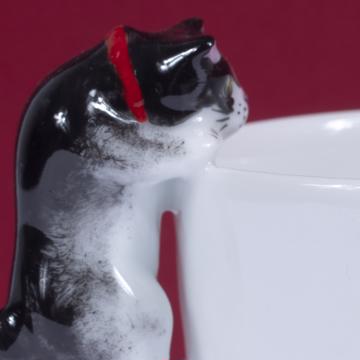 Tasse Chat en porcelaine de Limoges, noir, moka [2]