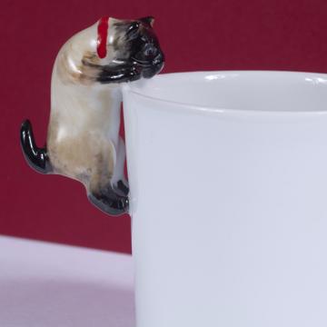 Tasse Chat en porcelaine de Limoges, beige, moka [4]