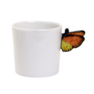 Butterfly Cups in Porcelain, yellow orange, coffee cup