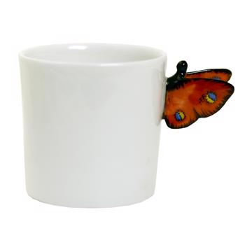 Butterfly Cups in Porcelain, orange, moka