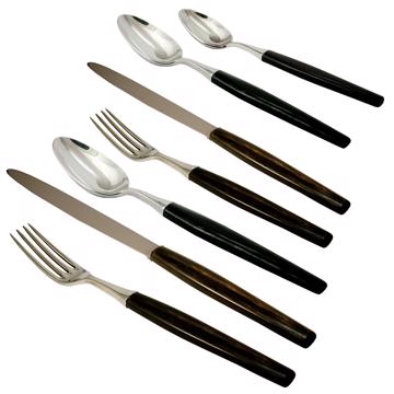 Couvert Tokyo en bois ou corne, noir, set de 7