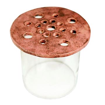 Flower pic disc in earthenware , antic pink, 17 cm diam. [4]