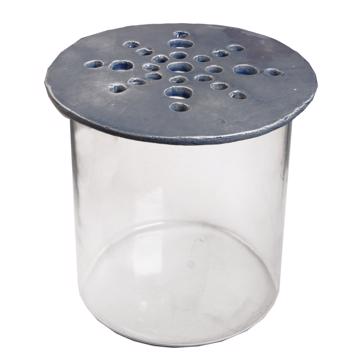 Disque pique-fleurs en faïence , gris clair, 17 cm de diam.