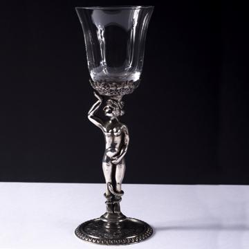 Verres Adam et Eve en cristal et métal argenté