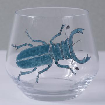 Verre Scarabée en Email sur Cristallin, bleu canard [2]