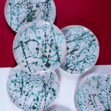 6 Oxide brunch plates in earthenware 
