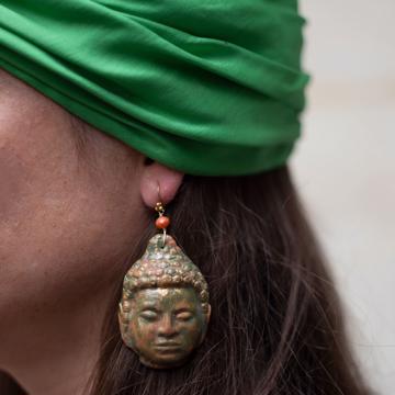Buddha earrings in epoxy resin