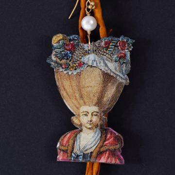 Boucles d'oreilles Marquises en découpage, multicolore, oreille percée [2]
