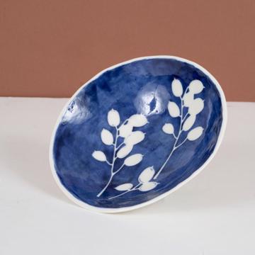 Coupelle Pochoir en porcelaine estampé, bleu foncé, citronnier [1]