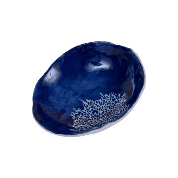 Coupelle Pochoir en porcelaine estampé, bleu foncé, corail [3]