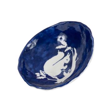 Coupelle Pochoir en porcelaine estampé, bleu foncé, ecureuil [3]