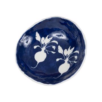 Coupelle Pochoir en porcelaine estampé, bleu foncé, radis [3]