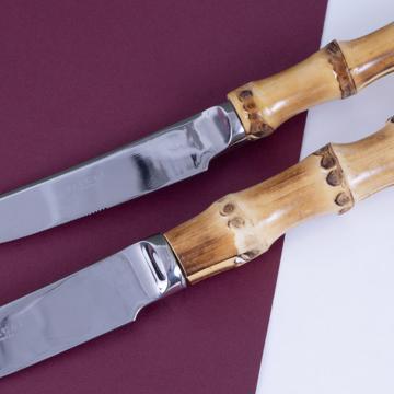 Bamboo cutlery in forged metal, nature, table knife [2]