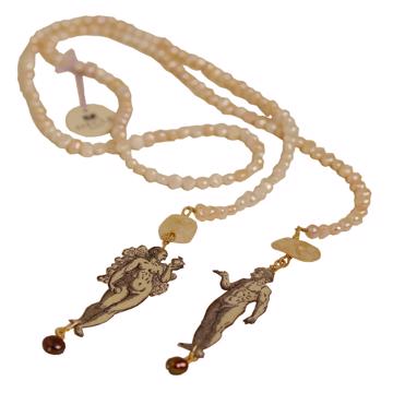 Lariat Adam et Ève en découpage et perles, blanc [6]