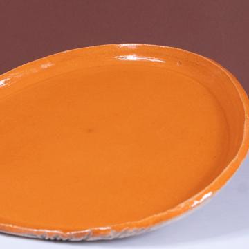 Assiette brunch Oiseaux en grès estampé, orange vif [4]