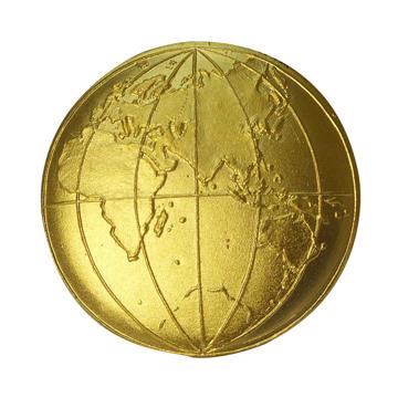 Pin's Planisphère en cuivre , or mat, recto [3]