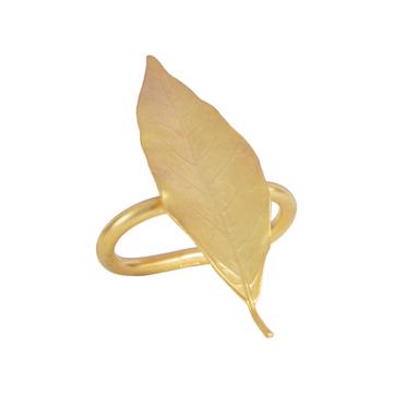 Leaves napkin rings in plated copper, mat gold, laurel [3]